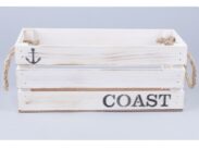 Интерьерный ящик, 30*12*12 см ‘Coast’ с веревочными ручками  белый винтаж