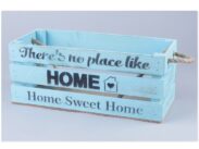 Интерьерный ящик   ‘Home’  с веревочной ручкой пастельно голубой