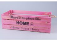 Интерьерный ящик  40х20х12 см  ‘Home’  с веревочной ручкой пастельно розовый